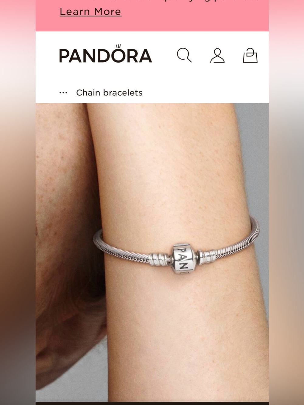 Pandora Barrel Clasp Snake Chain Bracelet in Silver